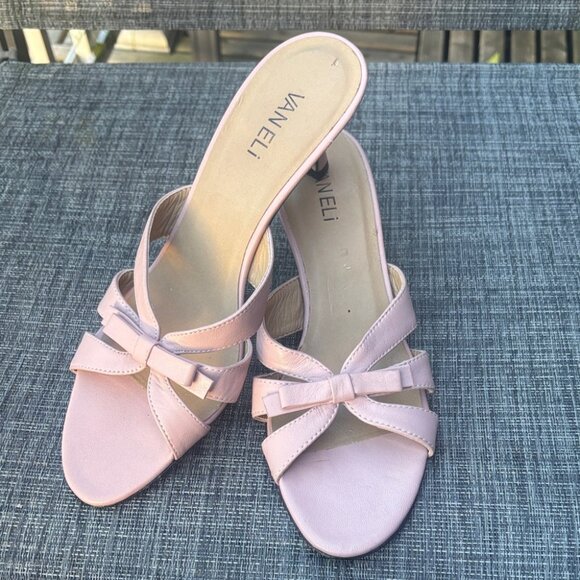 Vaneli Vintage Y2K Light Pink Leather Bow Kitten Heels 8.5 - Picture 8 of 8